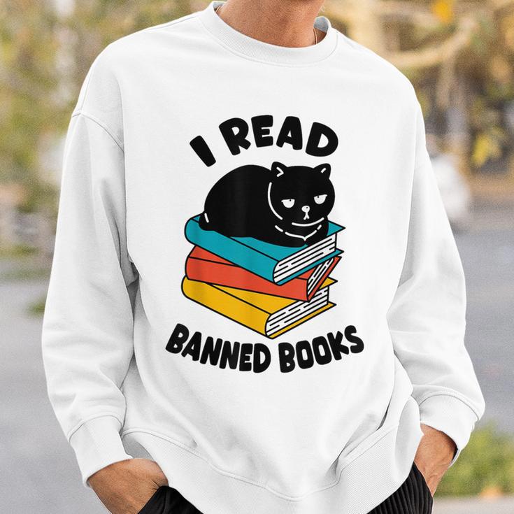I Read Banned Books Tshirt Cat Reader Bookworm Women Sweatshirt Gifts for Him