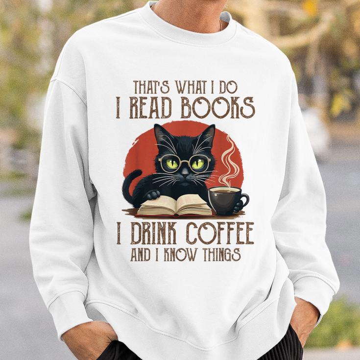i Read Books And i Know Things Cat Reading Coffee Sweatshirt Gifts for Him