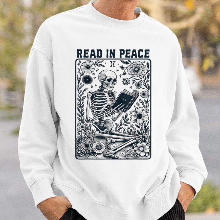 Read In Peace Book Lover Bookworm Skeleton Book Lover Sweatshirt Gifts for Him