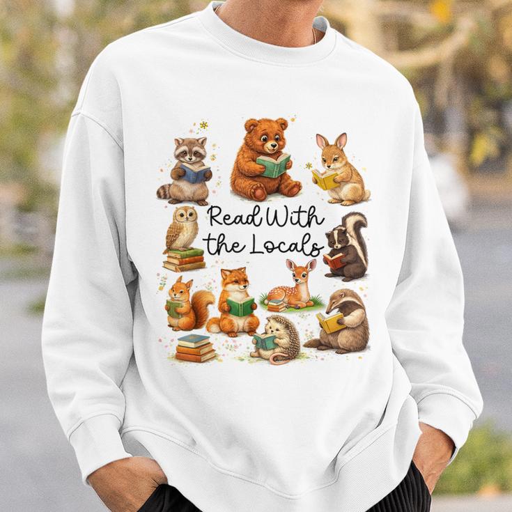 Reading Book Lover Bookish Camping Read With The Locals Sweatshirt Gifts for Him
