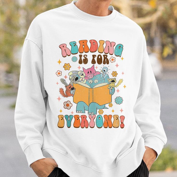 Reading Is For Everyone Book Lover Bookworm Bookish Groovy Sweatshirt Gifts for Him