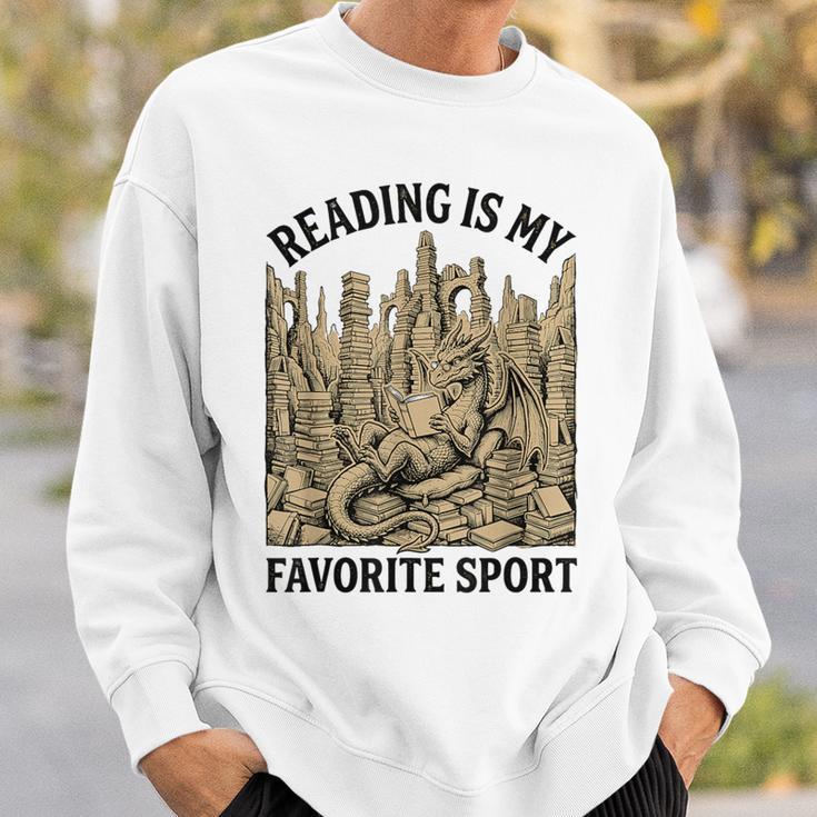 Reading Is My Favorite Sport Dragon Book Lover Bookworm Sweatshirt Gifts for Him