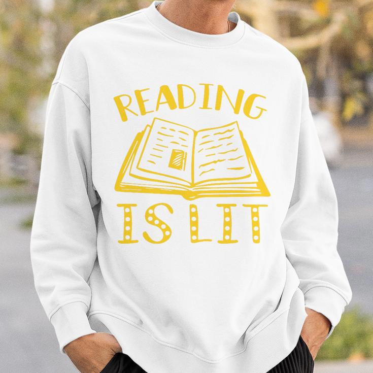 Reading Is Lit Book Reading Literary Pun Joke Premium Tri-Blend Sweatshirt Gifts for Him