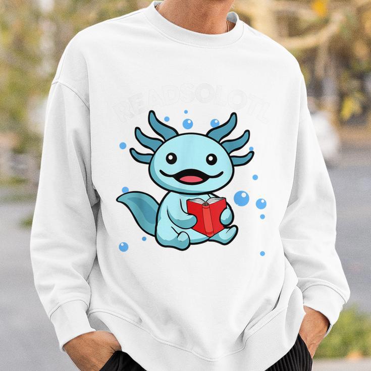 Readsolotl Amphibian Read Book Herpetologist Cute Axolotl Sweatshirt Gifts for Him