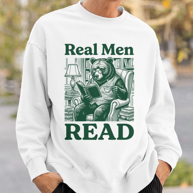 Real Men Read Cute Bear Tea Book Lover Men Boys Reading Premium Tri-Blend Sweatshirt Gifts for Him