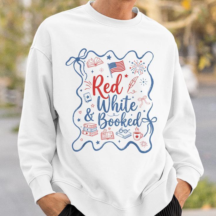 Red And Booked Coquette 4th Of July Book Lover Sweatshirt Gifts for Him