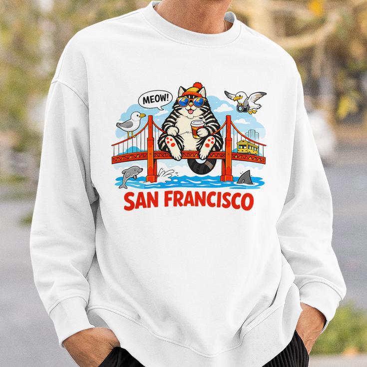 San Francisco Cat Golden Gate Bridge Book Lover Premium Tri-Blend Sweatshirt Gifts for Him