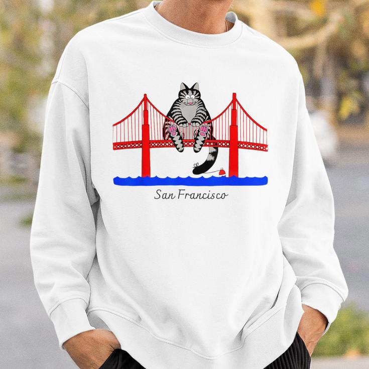 San Francisco Cat Golden Gate Bridge Book Lover Vintage Sweatshirt Gifts for Him
