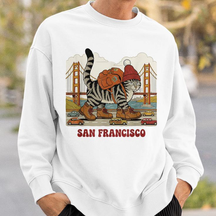 San Francisco Cat Tshirt Golden Gates Bridge Reading Books Sweatshirt Gifts for Him