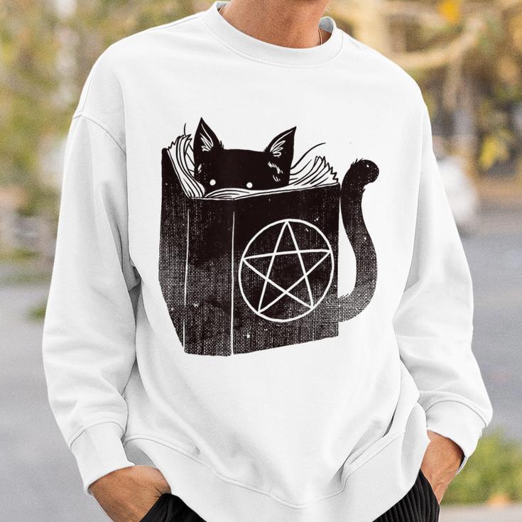 SataniCat Pentagram Cat Satan Demon Necronomicon Book Lover Sweatshirt Gifts for Him
