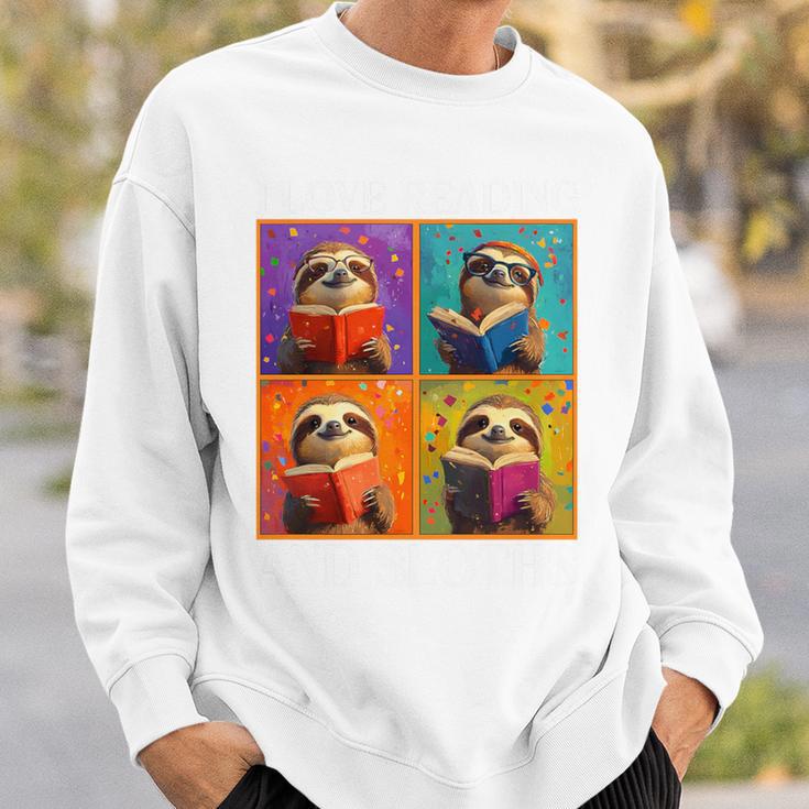 Sloth Love Reading And Sloths Child Book Lover Premium Tri-Blend Sweatshirt Gifts for Him