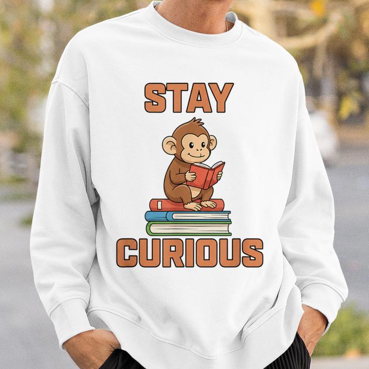 Stay Curious Monkey Reading Kids Book Lover Jungle Animal Sweatshirt Gifts for Him Stay Curious Monkey Reading Kids Book Lover Jungle Animal Sweatshirt Gifts for Him