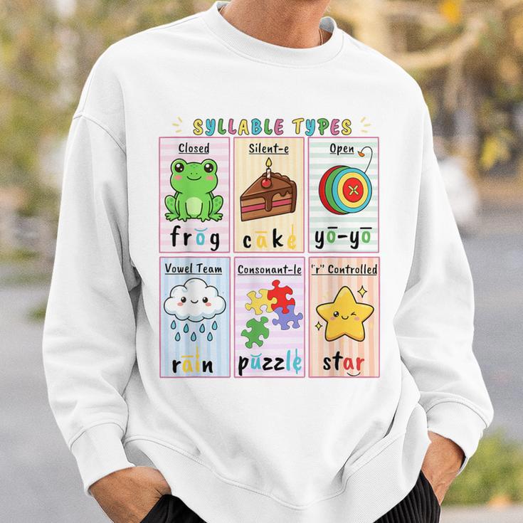 Syllable Types Teacher Phonics Reading Science Of Reading Sweatshirt Gifts for Him