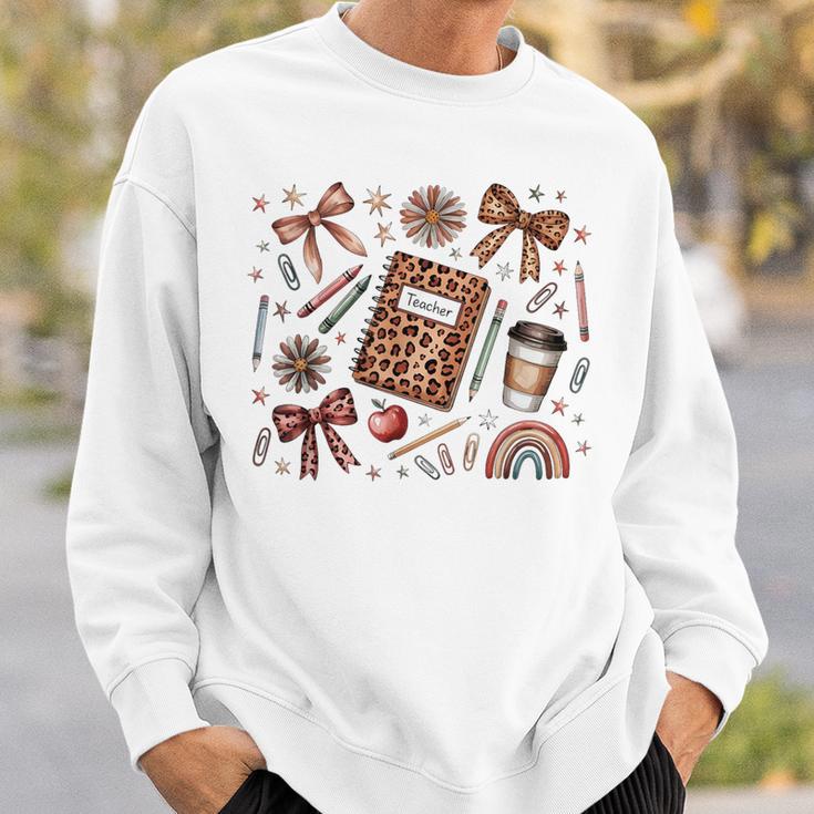 Teacher Coquette Bow Book First Day Of School Back To School Sweatshirt Gifts for Him