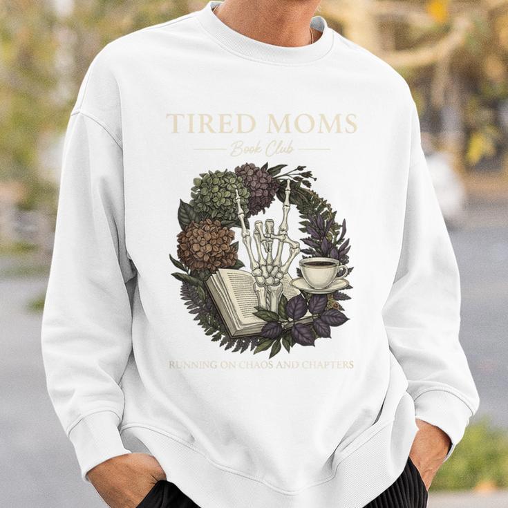 Tired Moms Book Club Dark Floral Coffee Skeleton Sweatshirt Gifts for Him