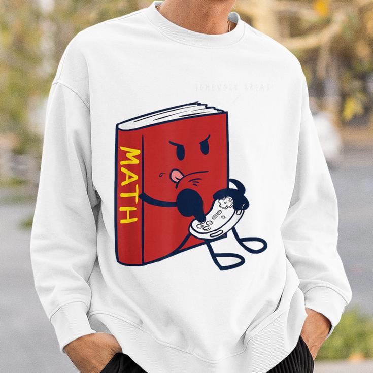 Trendy Graphic Math Book Gamer Homework Break Sweatshirt Gifts for Him