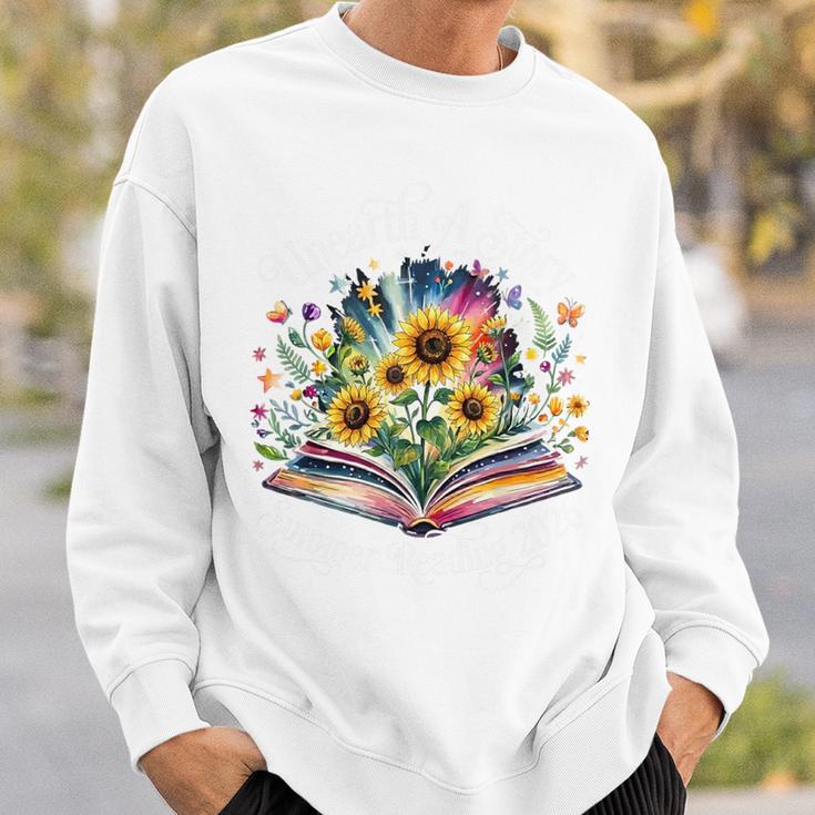 Unearth A Story Summer Reading 2026 Flower Butterfly Book Premium Tri-Blend Sweatshirt Gifts for Him