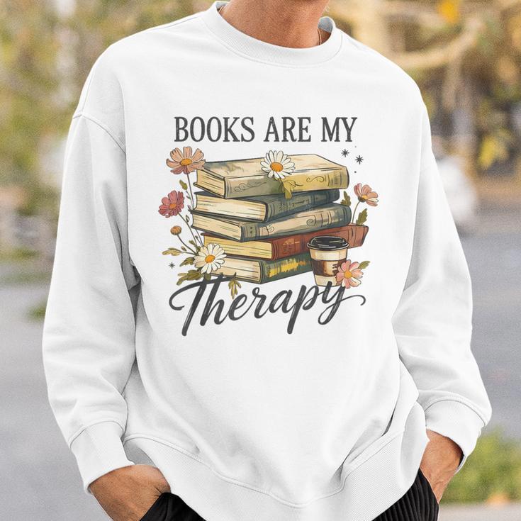 Vintage Floral Books Are My Therapy Book Lover Reading Sweatshirt Gifts for Him