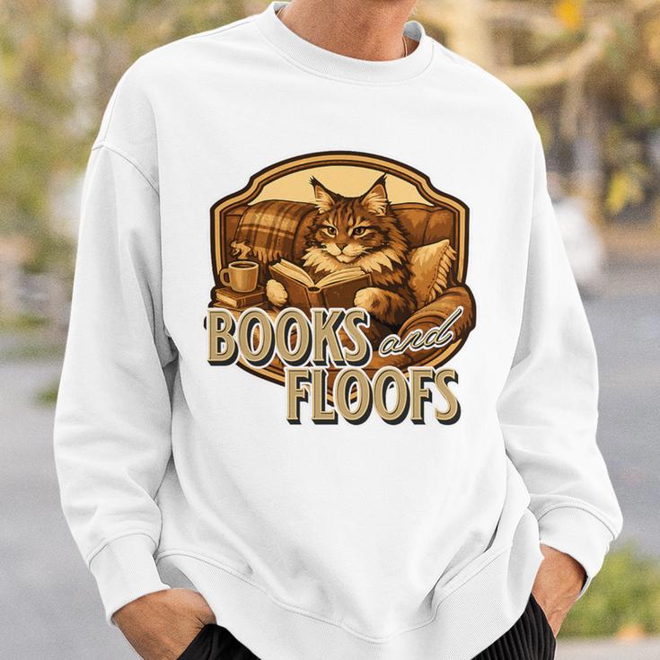 Vintage Style Maine Coon Cat Reading Books And Floofs Premium Tri-Blend Sweatshirt Gifts for Him