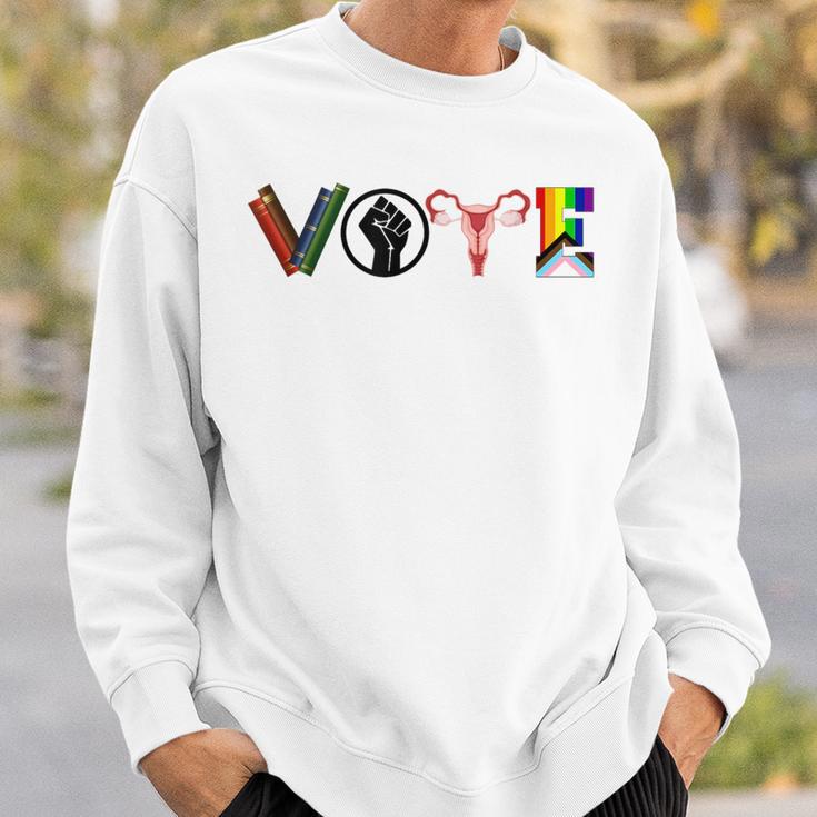 Vote Books Fist Ovaries LGBTQ Sweatshirt Gifts for Him Vote Books Fist Ovaries LGBTQ Sweatshirt Gifts for Him