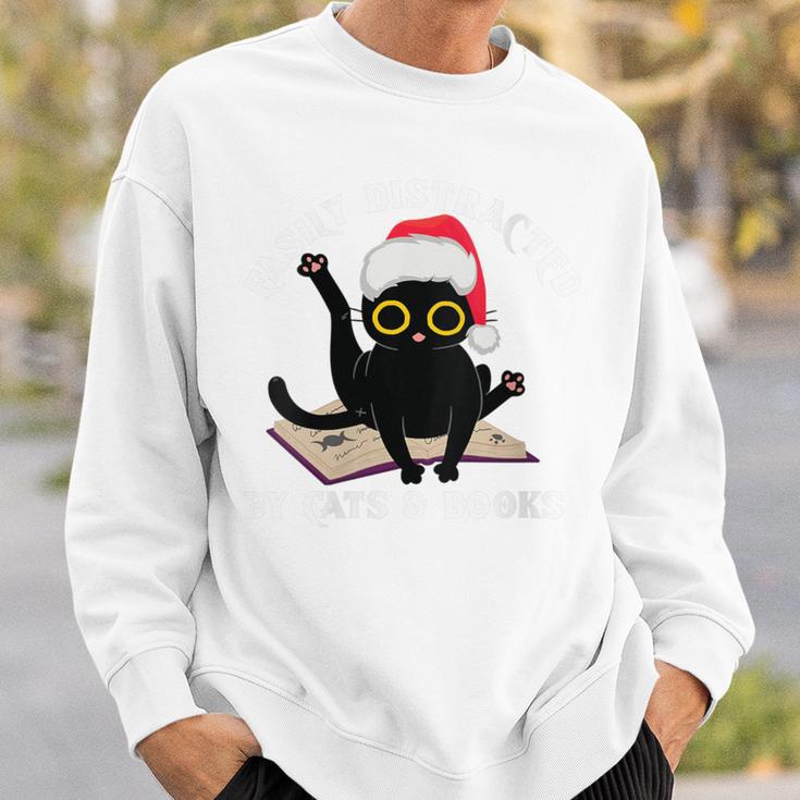 Witchy Book Lover Christmas Cat Reading Mystic Bookworm Sweatshirt Gifts for Him