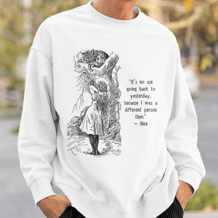Women's Alice Adventures Wonderland Vintage Book Quote Lewis Carrol Sweatshirt Gifts for Him