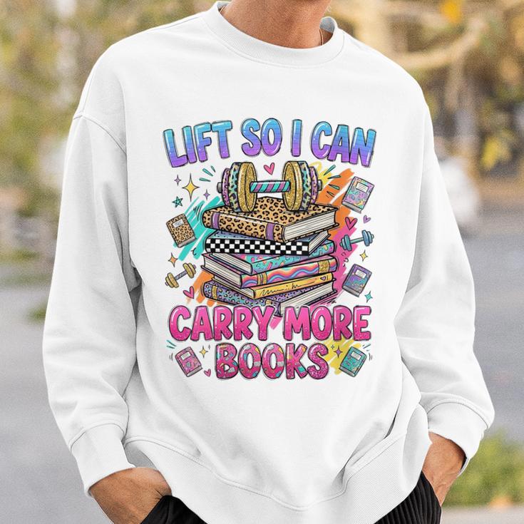Women's Book Lover Fitness Mom Lifting Reading Humor Graphic Sweatshirt Gifts for Him
