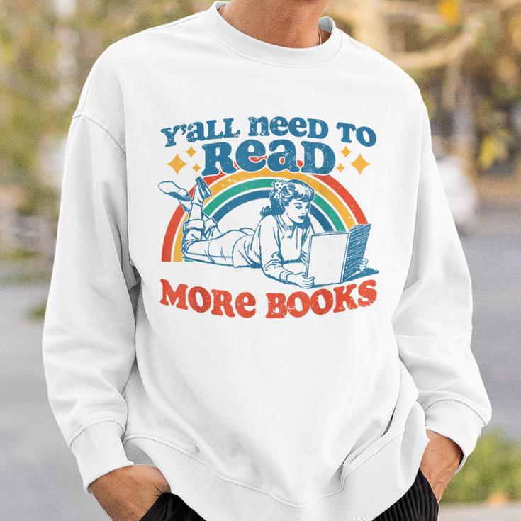 Y'All Need To Read More Books Book Lover Retro Reading Sweatshirt Gifts for Him