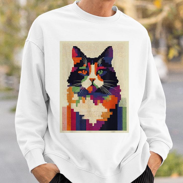 カラフル メインクーン 猫 芸術的 猫 動物 幾何学 アート スウェットシャツ 彼への贈り物