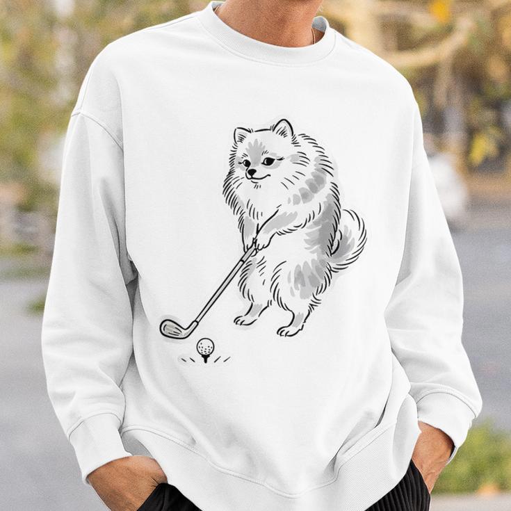 ゴルフ ポメラニアン グッズ おもしろ 犬 面白い 笑える 和風 スウェットシャツ 彼への贈り物