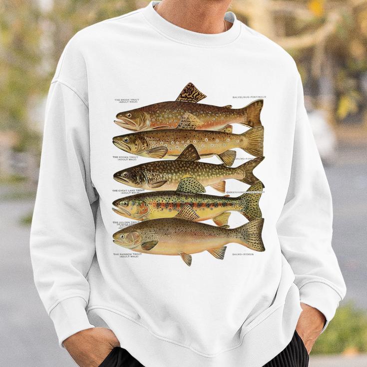 トラウト魚種種フィッシング フライフィッシング トラウト スウェットシャツ 彼への贈り物