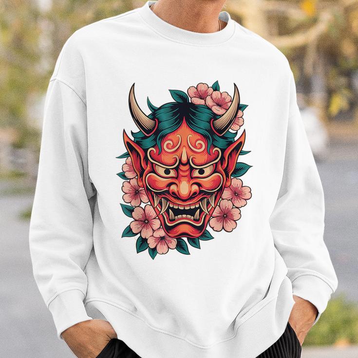 日本の鬼妖怪 悪魔 桜 般若鬼 おに面 スウェットシャツ 彼への贈り物