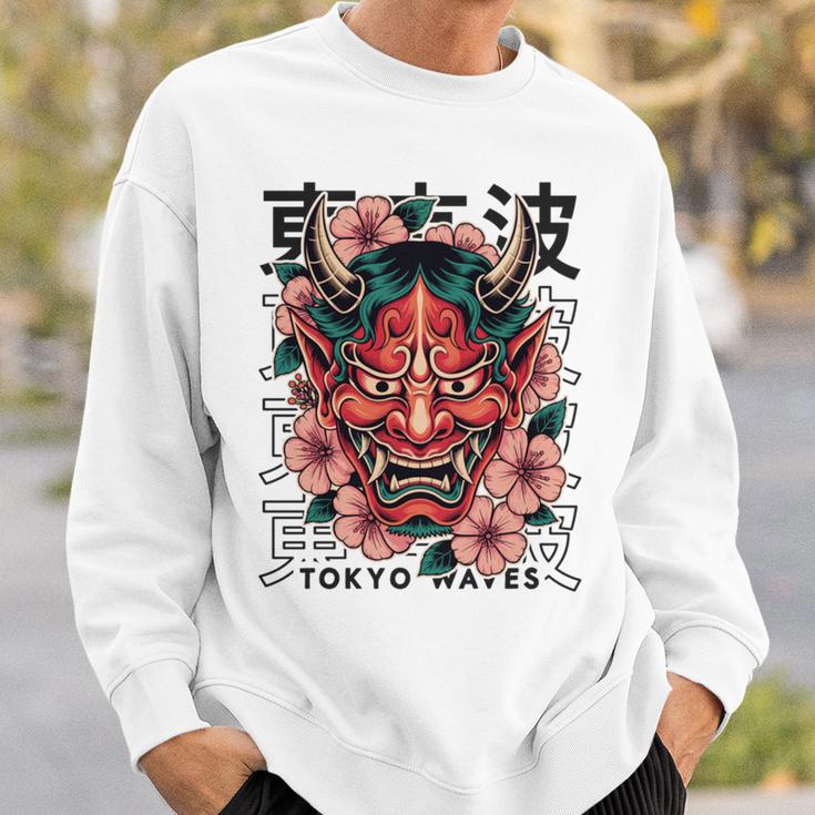 日本悪魔 般若 鬼 鬼 仮面 妖怪鬼 鬼 仮面 長袖tシャツ スウェットシャツ 彼への贈り物