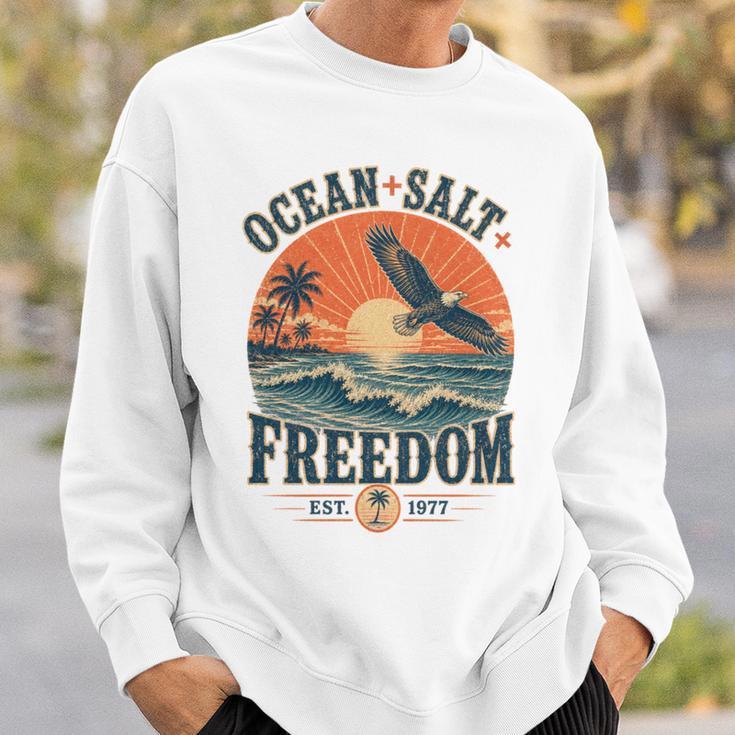 海 塩 自由 沿岸 愛国的 ワシ レトロ 夕日 長袖tシャツ スウェットシャツ 彼への贈り物
