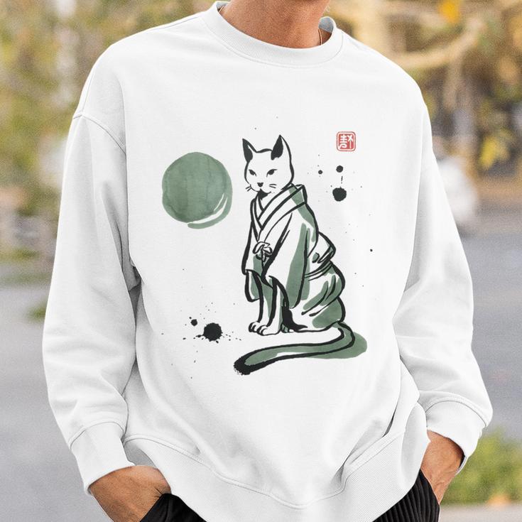 猫 和 着物 日本 伝統 ママ パパ キッズ スウェットシャツ 彼への贈り物