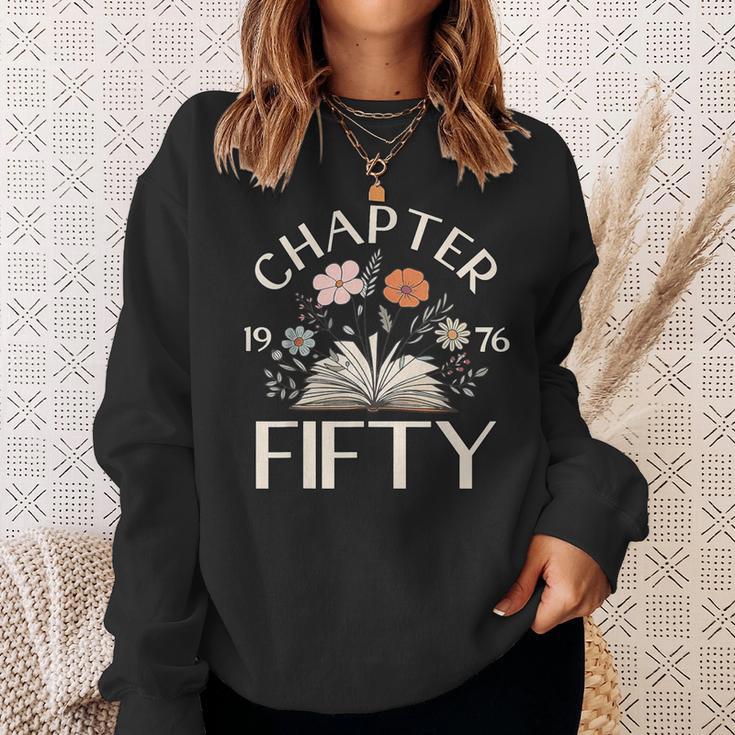 1976 Chapter Fifty 50th Birthday Decorations Wildflower Book Sweatshirt Gifts for Her