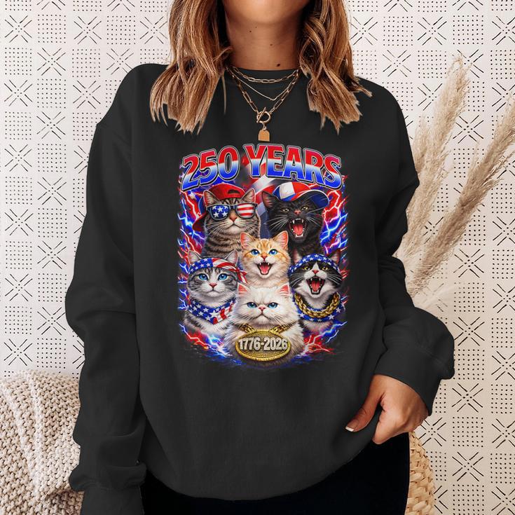 250 Years Cat American Flag 250Th Anniversary 4Th Of July Sweatshirt Gifts for Her