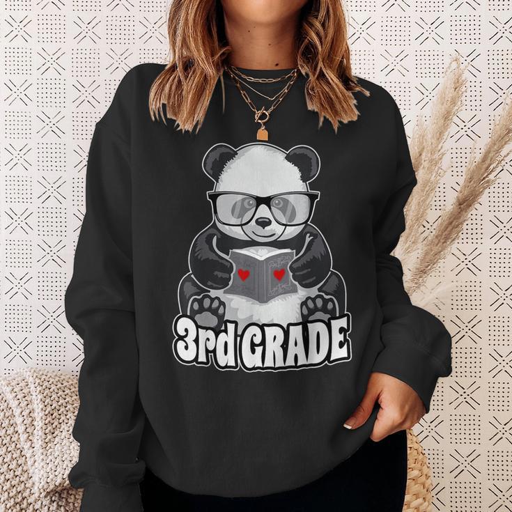 3rd Grade Back To School Panda Book Reader Teacher Heart Sweatshirt Gifts for Her