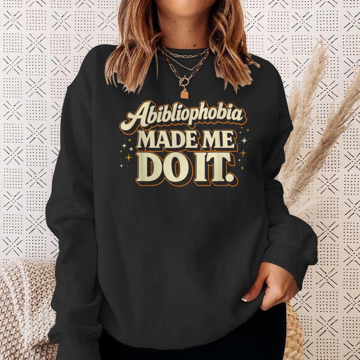 Abibliophobia Book Lover Humor Reading Novelty Sweatshirt Gifts for Her