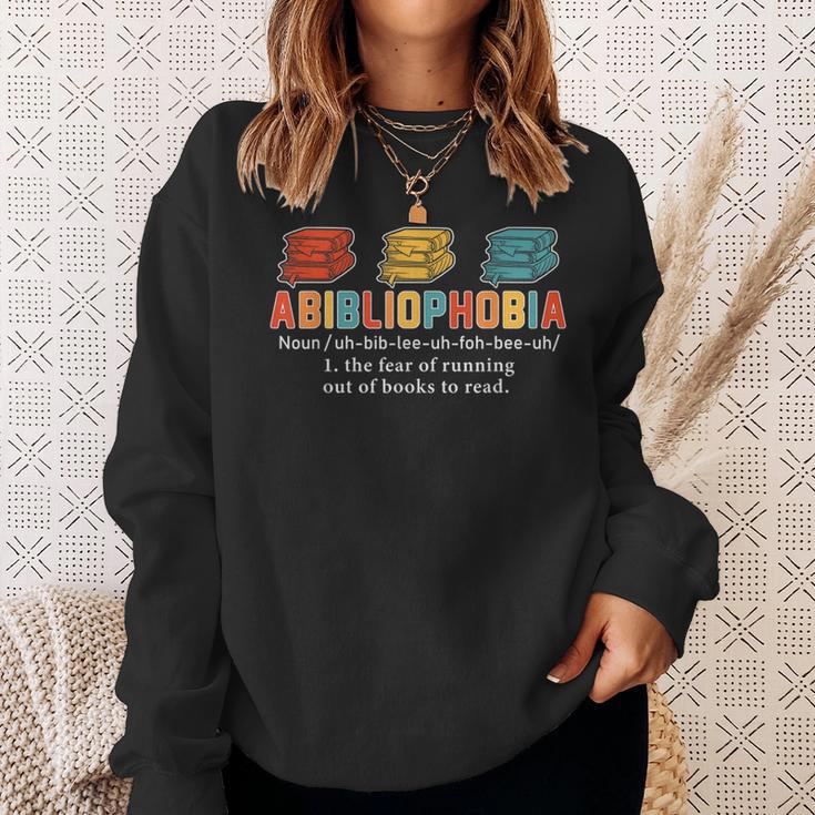 Abibliophobia Definition Bookworm Book Reader Reading Geek Sweatshirt Gifts for Her