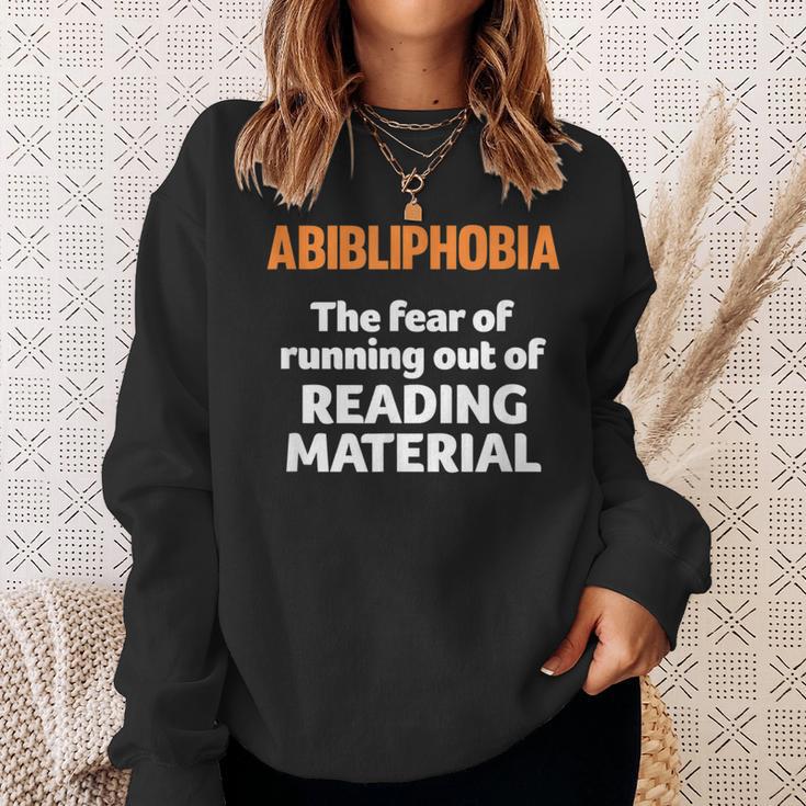 Abibliophobia Reading Bookworm Teacher Librarian Book Reader Sweatshirt Gifts for Her