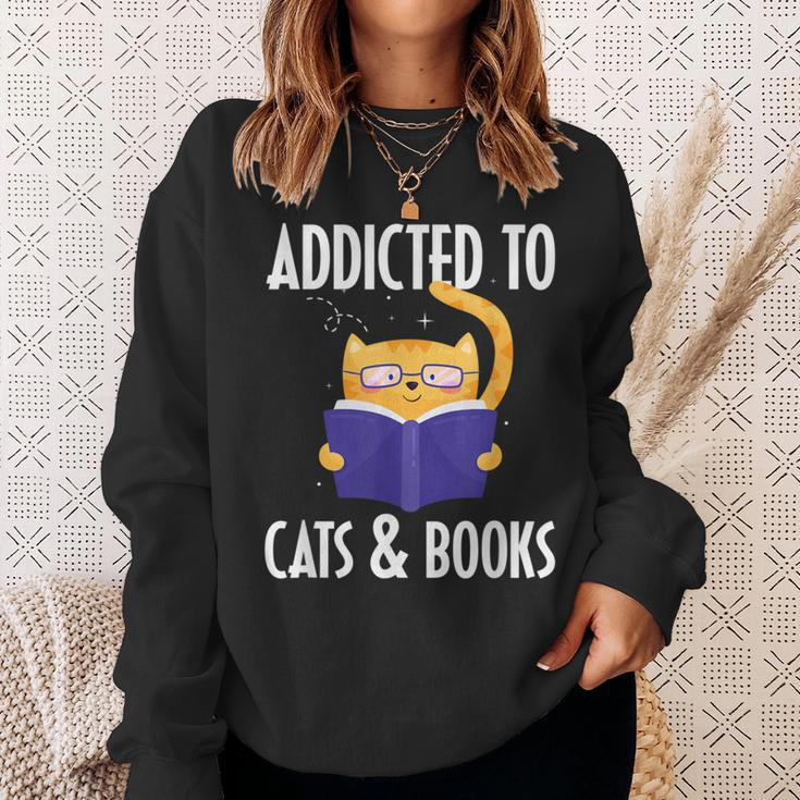 Addicted To Cats And Books Orange Tabby Cat Men Women Kids Sweatshirt Gifts for Her Addicted To Cats And Books Orange Tabby Cat Men Women Kids Sweatshirt Gifts for Her