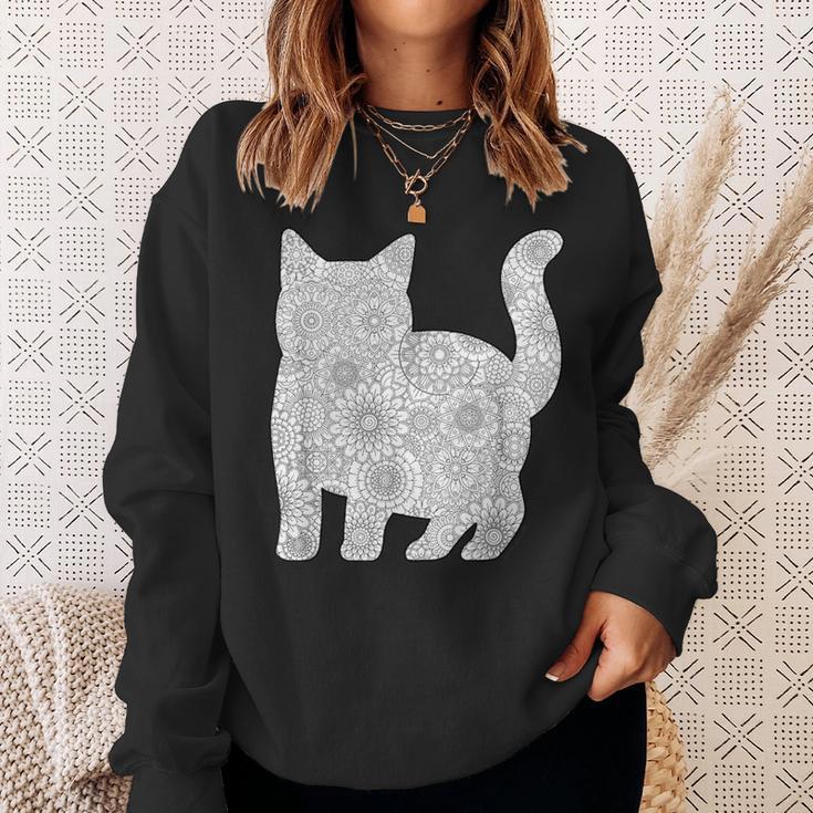 Adult Coloring Book CAT Mandala Flowers T-Shirt Sweatshirt Gifts for Her