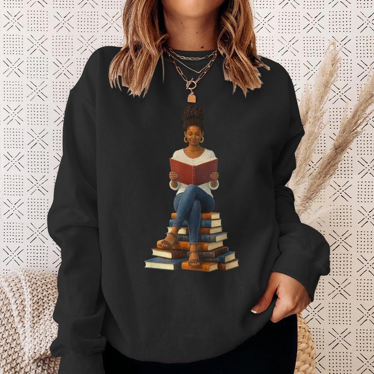 African American Woman Melanin Afro Girl Reading Book Sweatshirt Gifts for Her