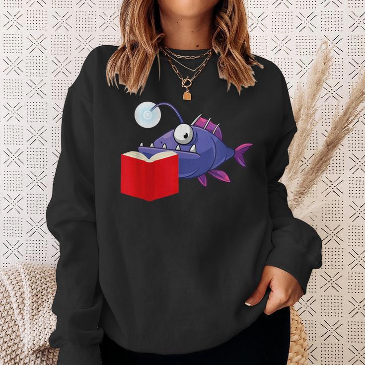 Anglerfish Reading Book Sweatshirt Gifts for Her