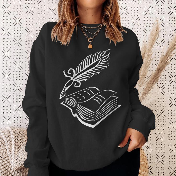 Antique Book With Feather Pen Sweatshirt Gifts for Her