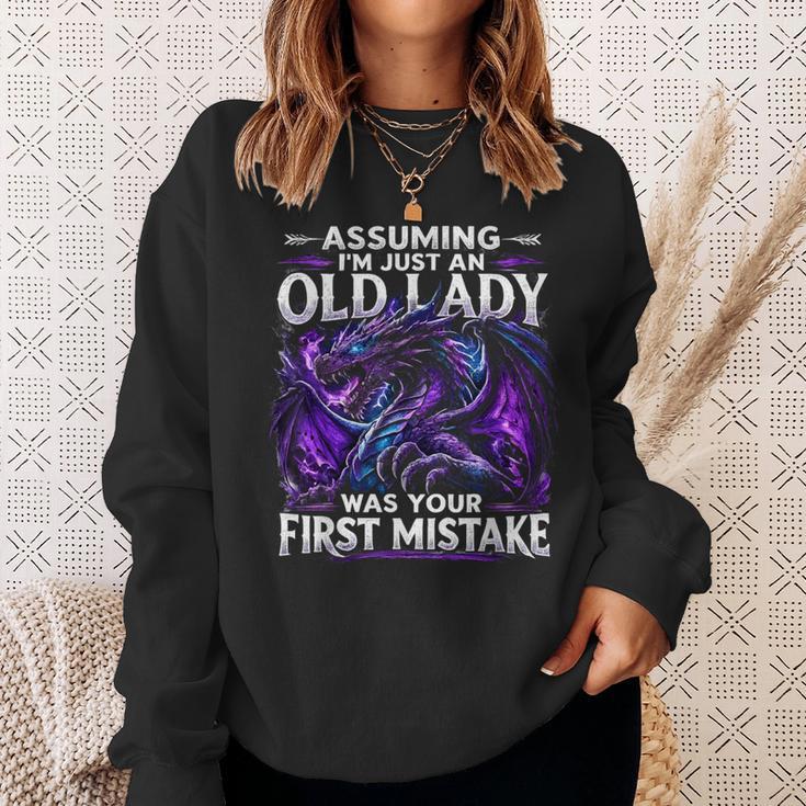 Assuming I'm Just An Old Lady Fantasy Book Reader Mom Dragon Sweatshirt Gifts for Her