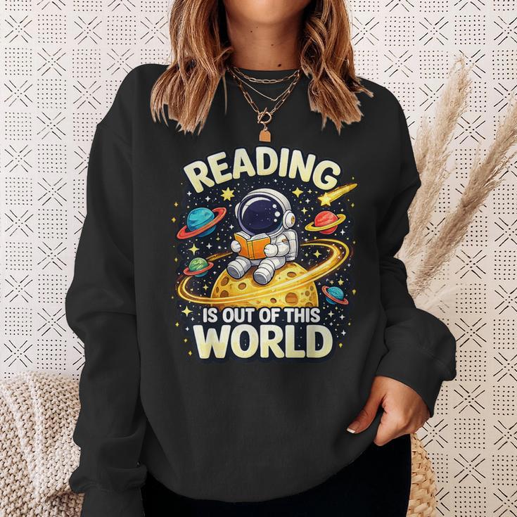 Astronaut Reading Book Lover Space For Men Women Kid Sweatshirt Gifts for Her