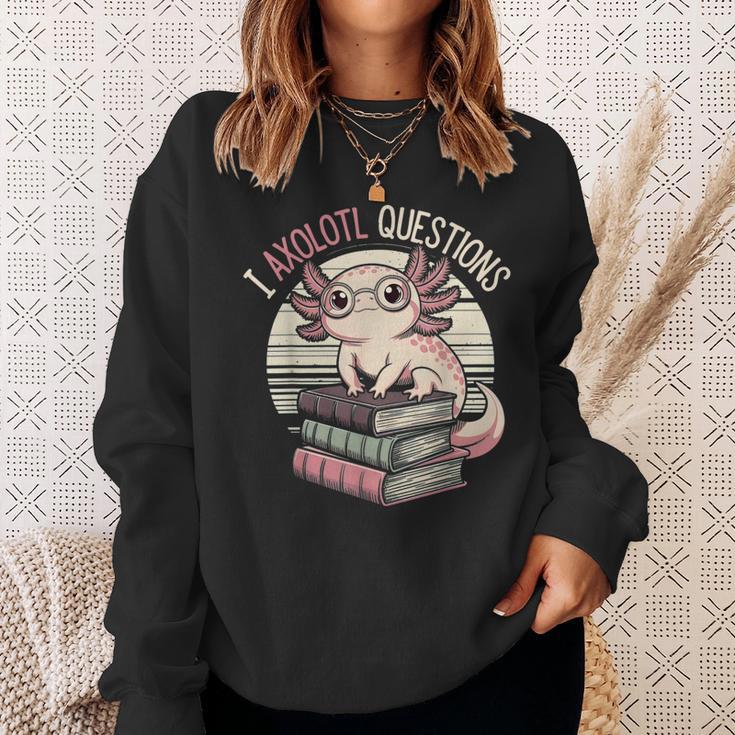 I Axolotl Questions Cute Reading Book Bookworm Librarian Sweatshirt Gifts for Her
