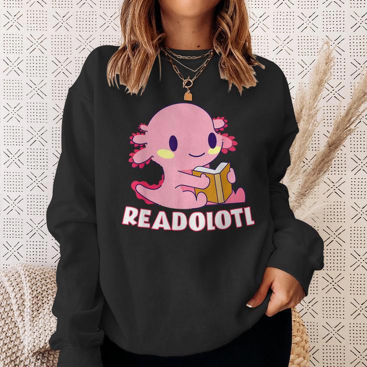 Axolotl Read Book Readolotl Ambystoma Mexicanum Walking Fish Sweatshirt Gifts for Her